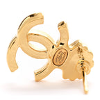 Chanel Crystal CC Shell Earrings Gold