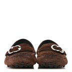 Gucci Suede GG Buckle Driver Loafers 38.5 Brown