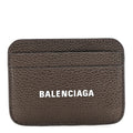 Balenciaga Metallized Grained Calfskin Logo Cash Rounded Card Holder Dark Bronze White