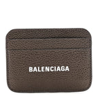 Balenciaga Metallized Grained Calfskin Logo Cash Rounded Card Holder Dark Bronze White