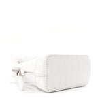 Balenciaga Calfskin Logo Crocodile Embossed Mini Ville Top Handle Bag White Black