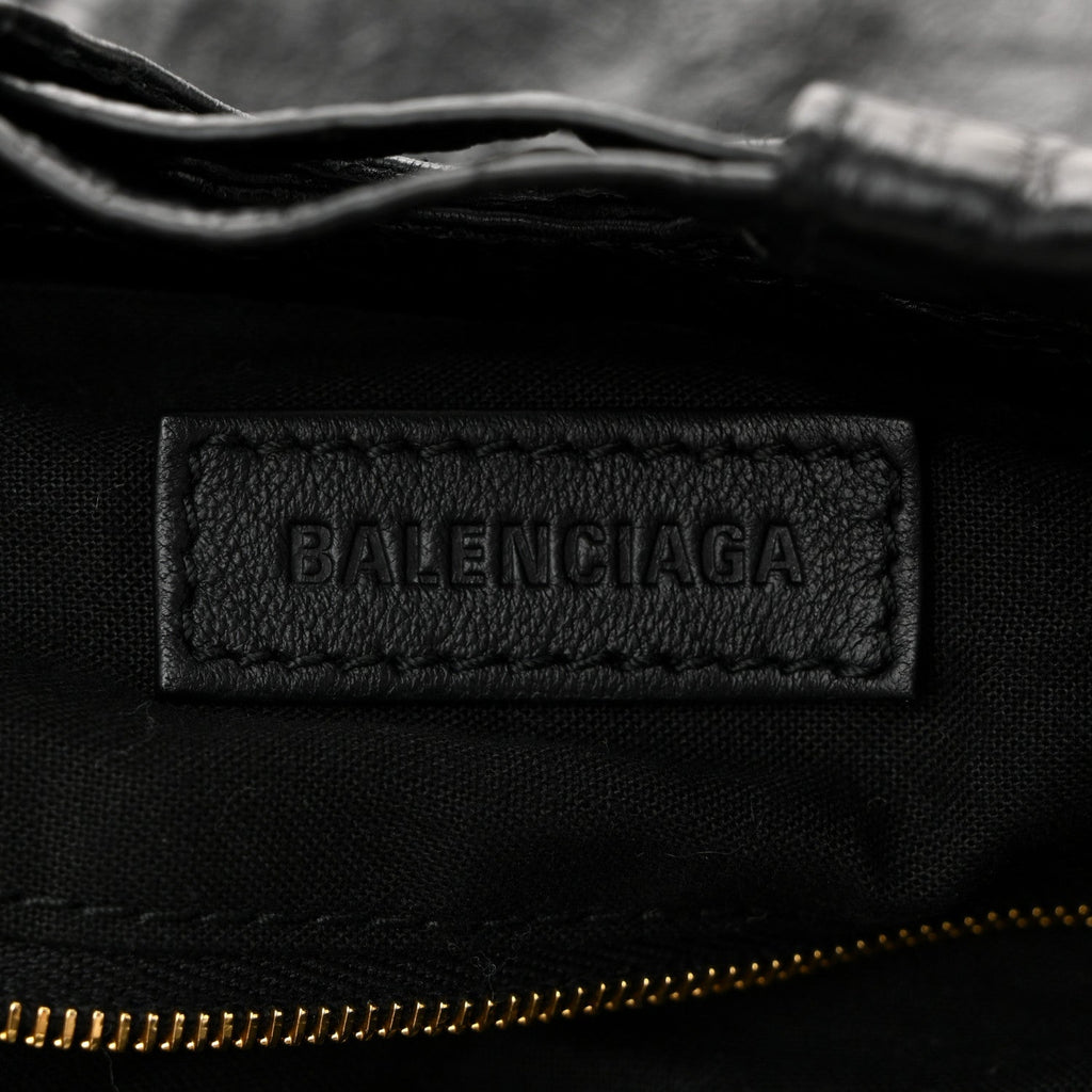 Balenciaga Crushed Calfskin Crush Medium Chain Tote  Black
