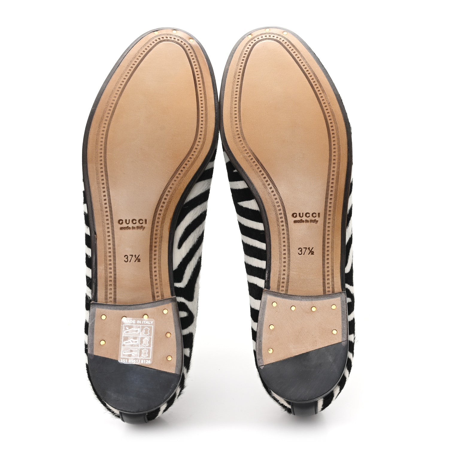 Gucci Pony Hair Zebra Print Womens Horsebit Moccasin Loafers 37.5 Black White