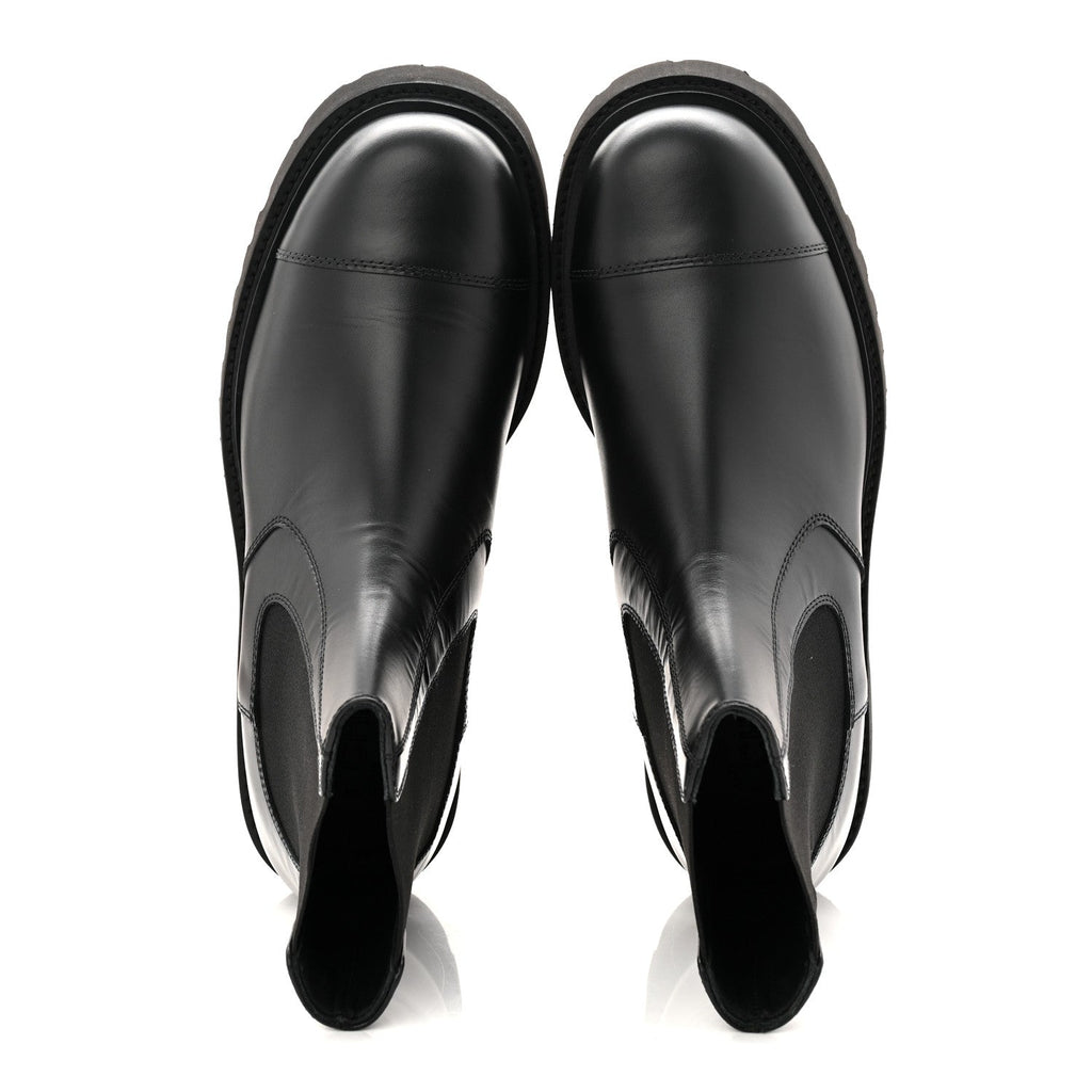 Chanel Calfskin Cap Toe CC Short Boots 39.5 Black