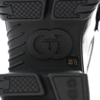 Gucci Magnum Calfskin Nappa Samoa Womens Horsebit Platform Chunky Lug Sole 40mm Loafers 35.5 Black