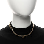 Chanel Metal Crystal Bead Chain Link CC Choker Necklace Gold
