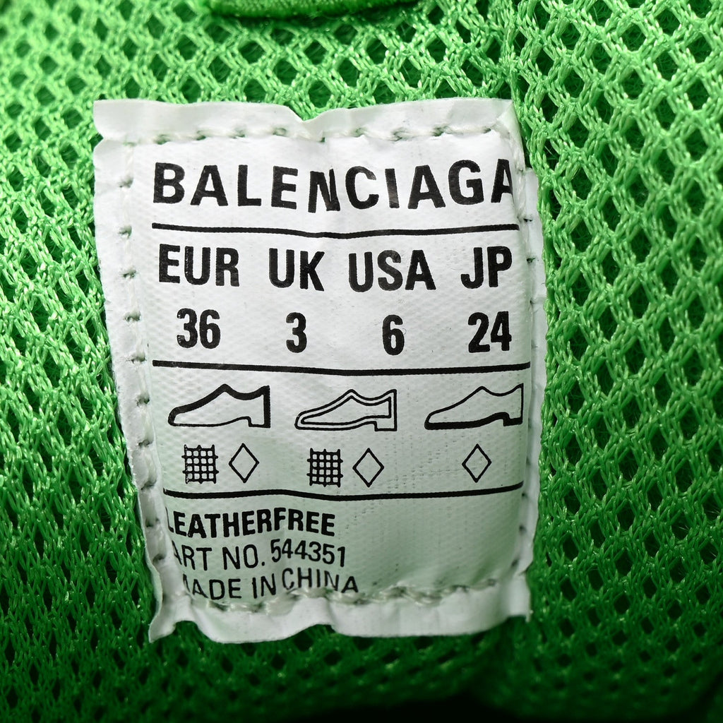 Balenciaga Fabric Mesh Clear Sole Womens Triple S Sneakers 36 Fluo Green