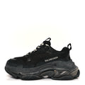 Balenciaga Fabric Mesh Clear Sole Womens Triple S Sneakers 38 Black