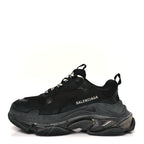 Balenciaga Fabric Mesh Clear Sole Womens Triple S Sneakers 38 Black