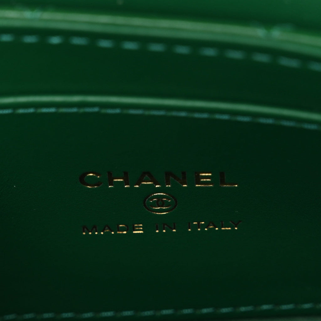 Chanel Shiny Aged Calfskin Quilted Mini Nano Kelly Shopper Green