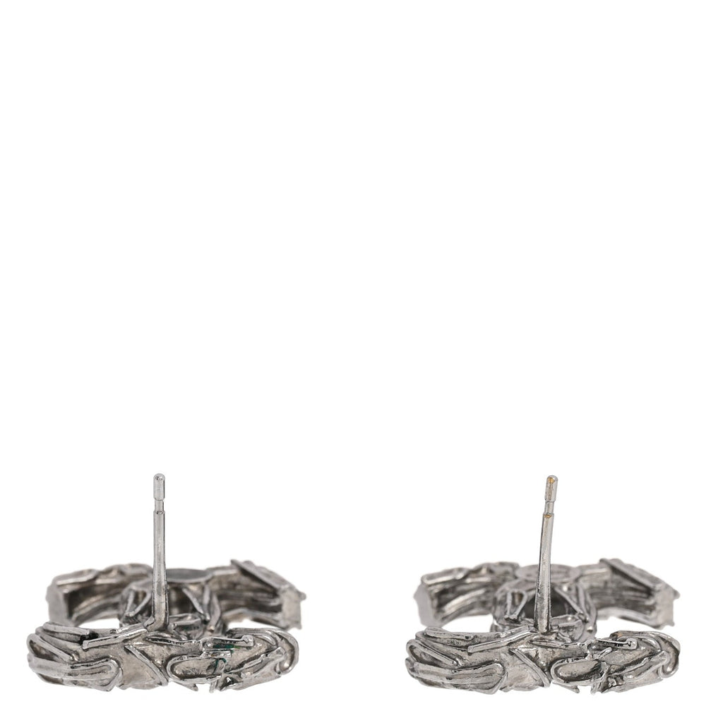 Chanel Crystal CC Earrings Silver
