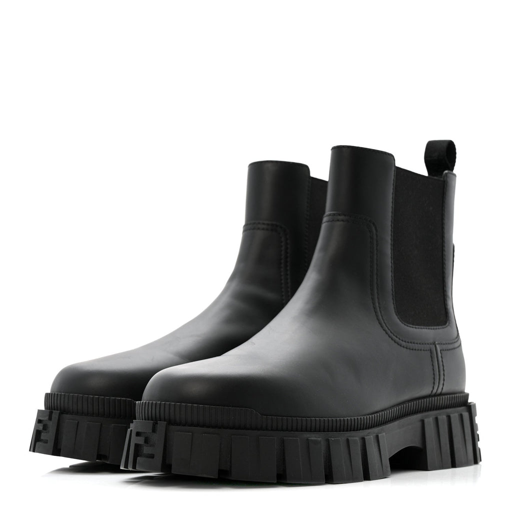 Fendi Calfskin Rubber Fendi Force Chelsea Boots 42 Black