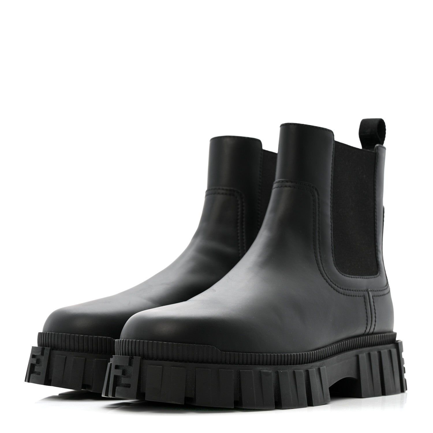 Fendi Calfskin Rubber Fendi Force Chelsea Boots 42 Black
