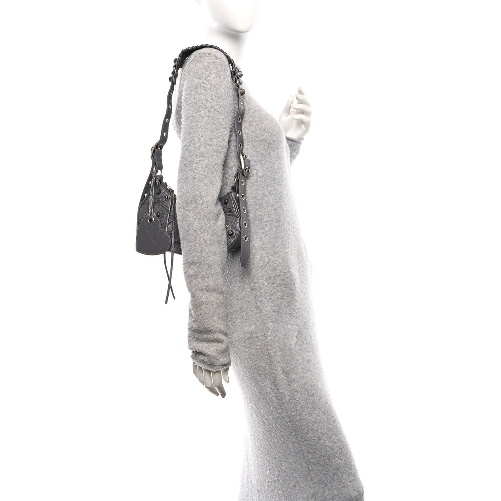 Balenciaga Agneau Arena Le Cagole Shoulder Bag XS Dark Grey