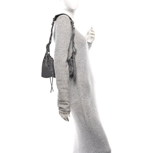 Balenciaga Agneau Arena Le Cagole Shoulder Bag XS Dark Grey