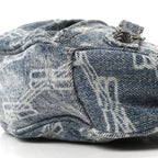 Balenciaga Bleached Denim BB Monogram Le Cagole Shoulder Bag XS Blue