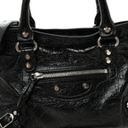 Balenciaga Agneau Arena Storico Silver Hardware Small Le City Black