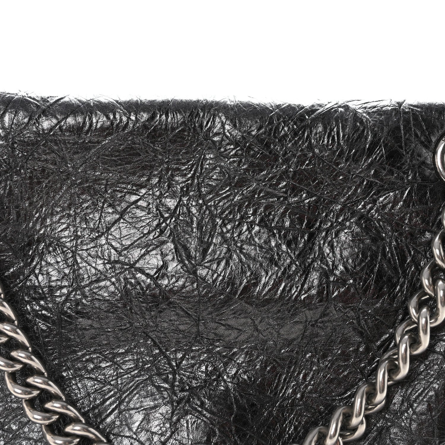Balenciaga Metallic Crushed Calfskin Medium Crush Chain Bag Steel Grey