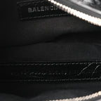 Balenciaga Extra Supple Calfskin Crystal Crocodile Embossed Le Cagole Shoulder Bag XS Black