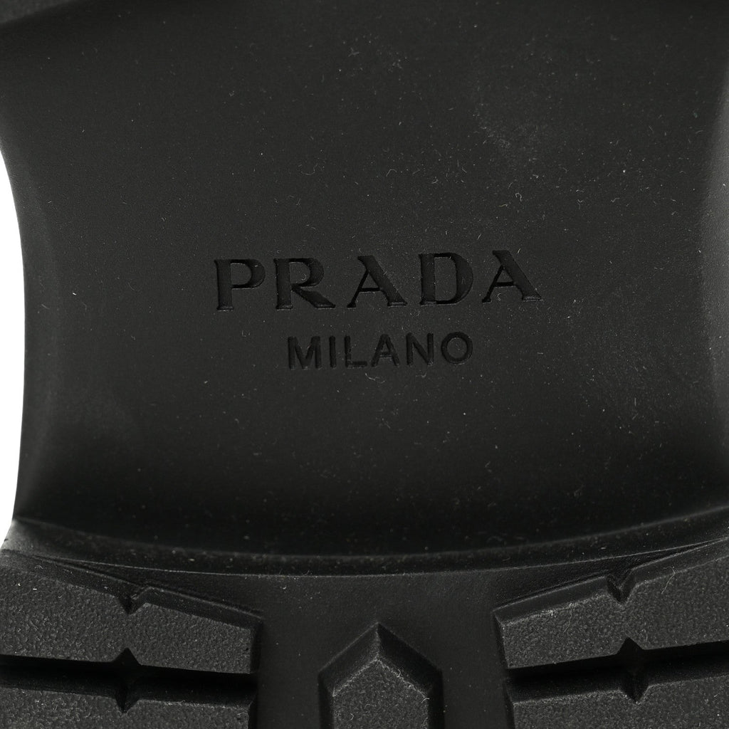 Prada Spazzolato Metal Triangle Logo 50mm Loafers 39 Black
