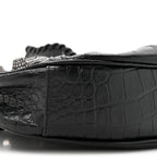Balenciaga Extra Supple Calfskin Crystal Crocodile Embossed Le Cagole Shoulder Bag XS Black