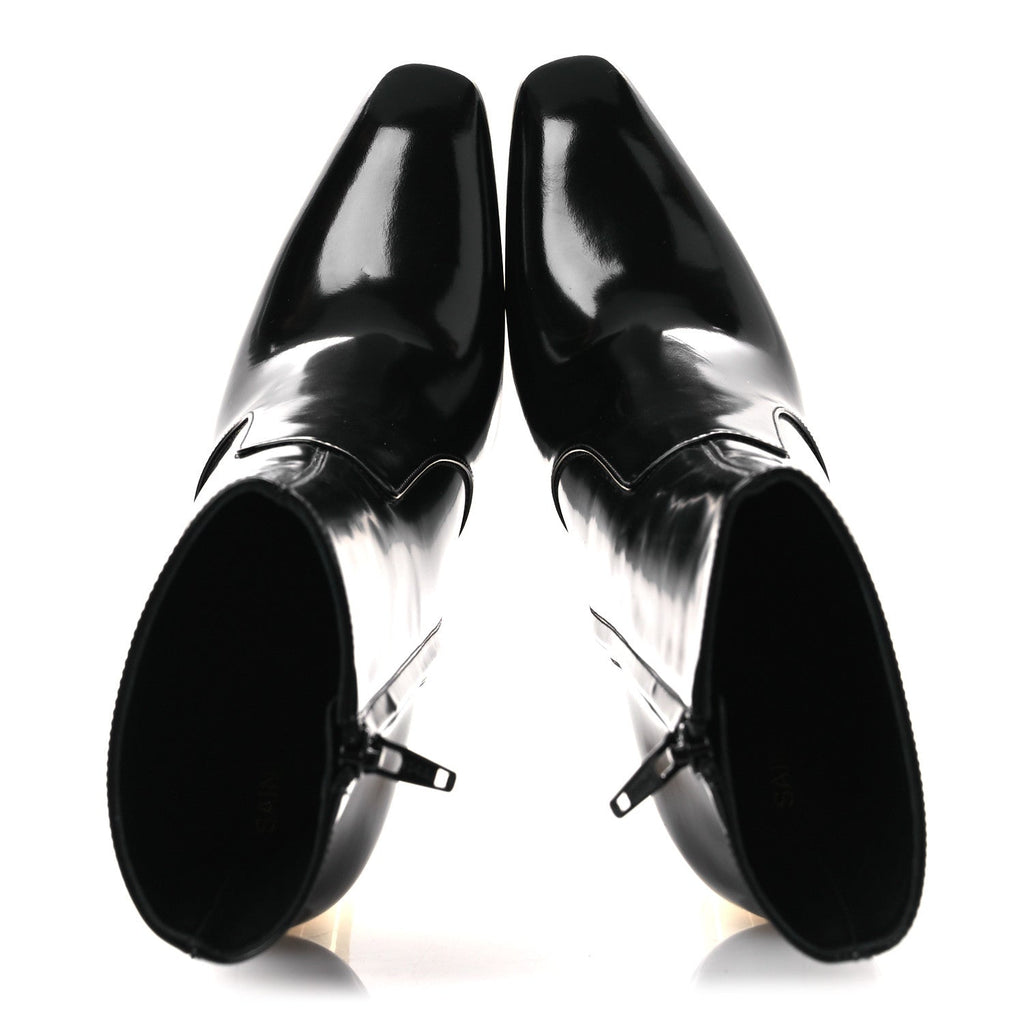 Saint Laurent Vitello Marilyn Auteuil 105 Ankle Zip Boots 37.5 Black