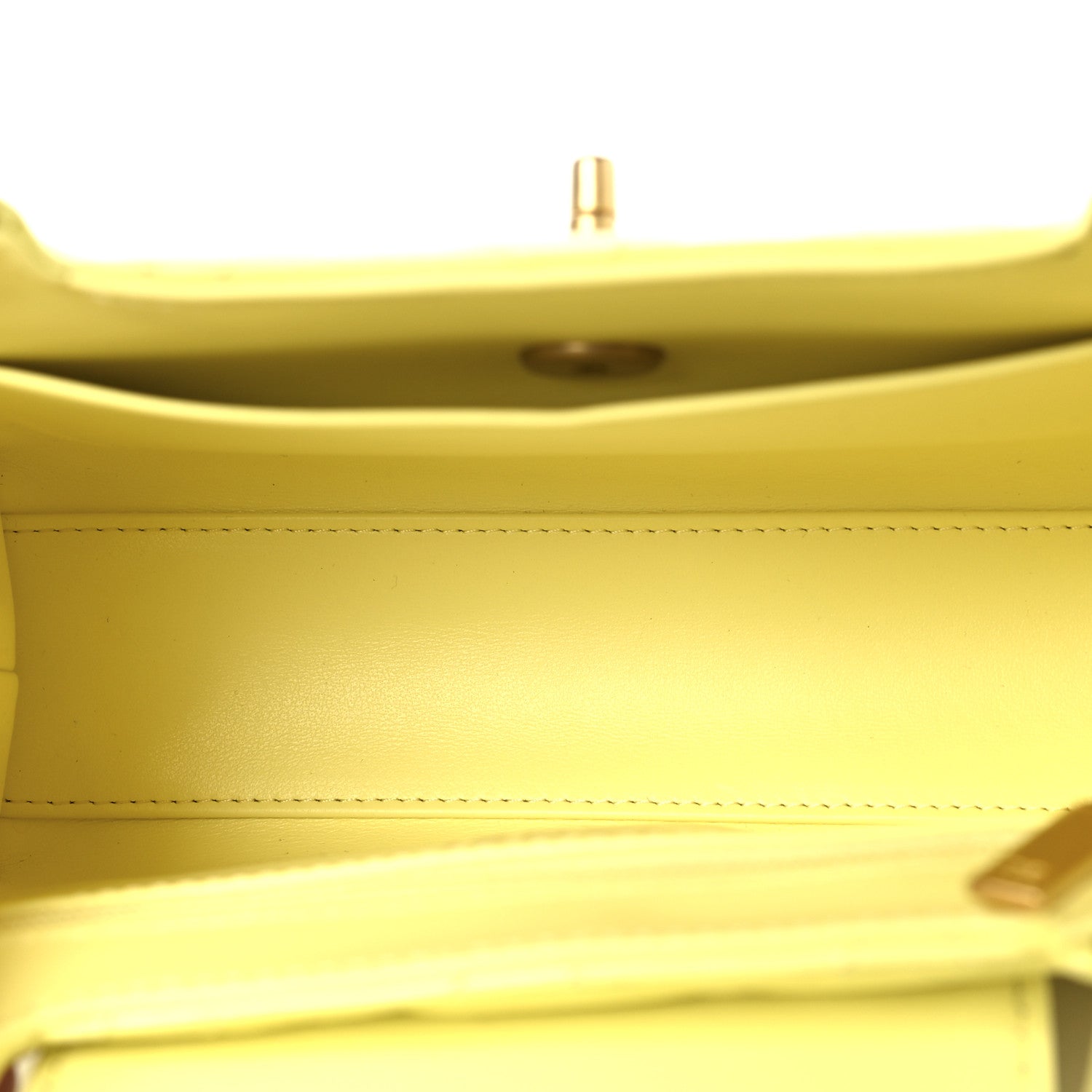 Chanel Shiny Aged Calfskin Quilted Nano Kelly Shopper Light Yellow