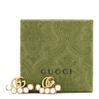 Gucci Metal Pearl Double G Drop Earrings Gold