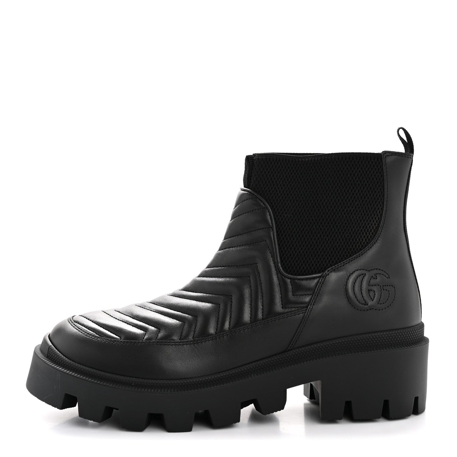 Gucci Calfskin Nappa Matelasse Frances Chelsea Boots 41 Black
