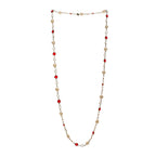 Chanel Crystal Pearl Chicklet Sautoir Necklace Red Gold