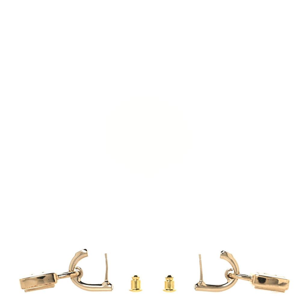 Chanel Metal CC Lock Drop Earrings Gold