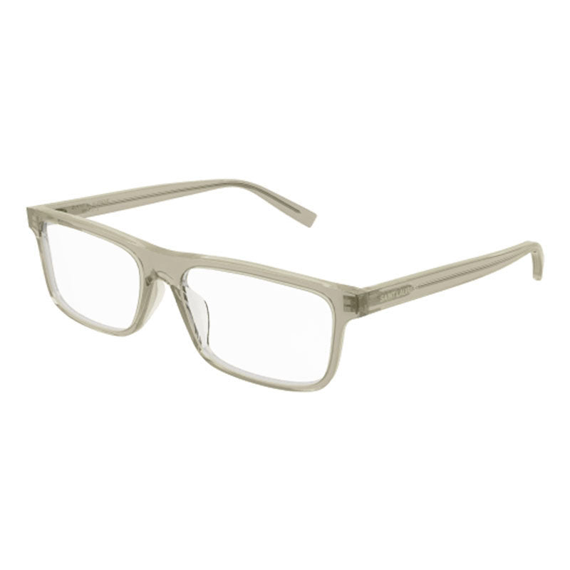 Saint Laurent Eyeglasses Rectangle Full Rim, Transparent Yellow Frame and Clear Demo Lens Lens SL483003