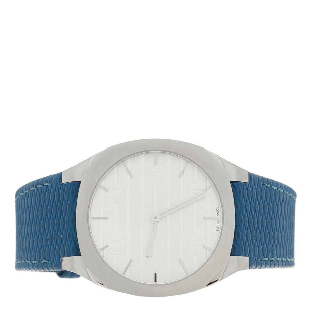 Gucci Stainless Steel Calfskin 38mm 25H Quartz Watch Blue
