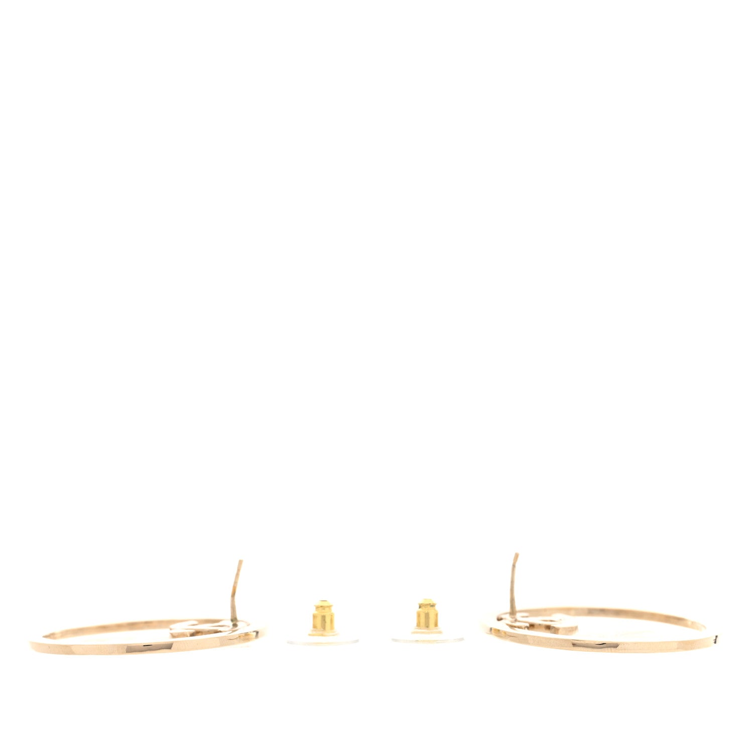Chanel Metal Crystal CC Hoop Earrings Gold