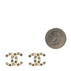 Chanel Crystal Enamel CC Earrings White