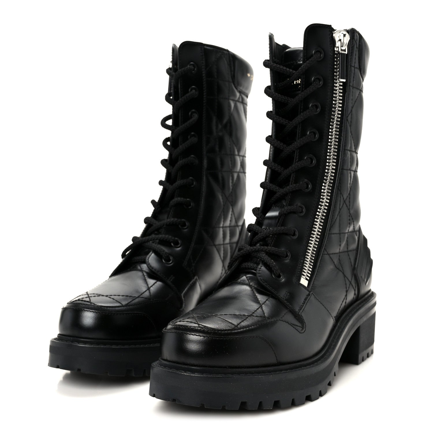 Christian Dior Calfskin Cannage D-Leader Ankle Boots 37.5 Black