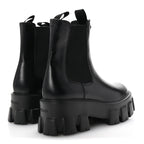 Prada Spazzolato Rois Triangle Monolith Chelsea 55mm Boots 35.5 Black