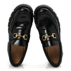 Gucci Magnum Calfskin Nappa Samoa Womens Horsebit Platform Chunky Lug Sole 40mm Loafers 39 Black