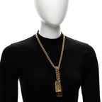 Chanel Metal ID Dog Tag Charm Necklace Gold
