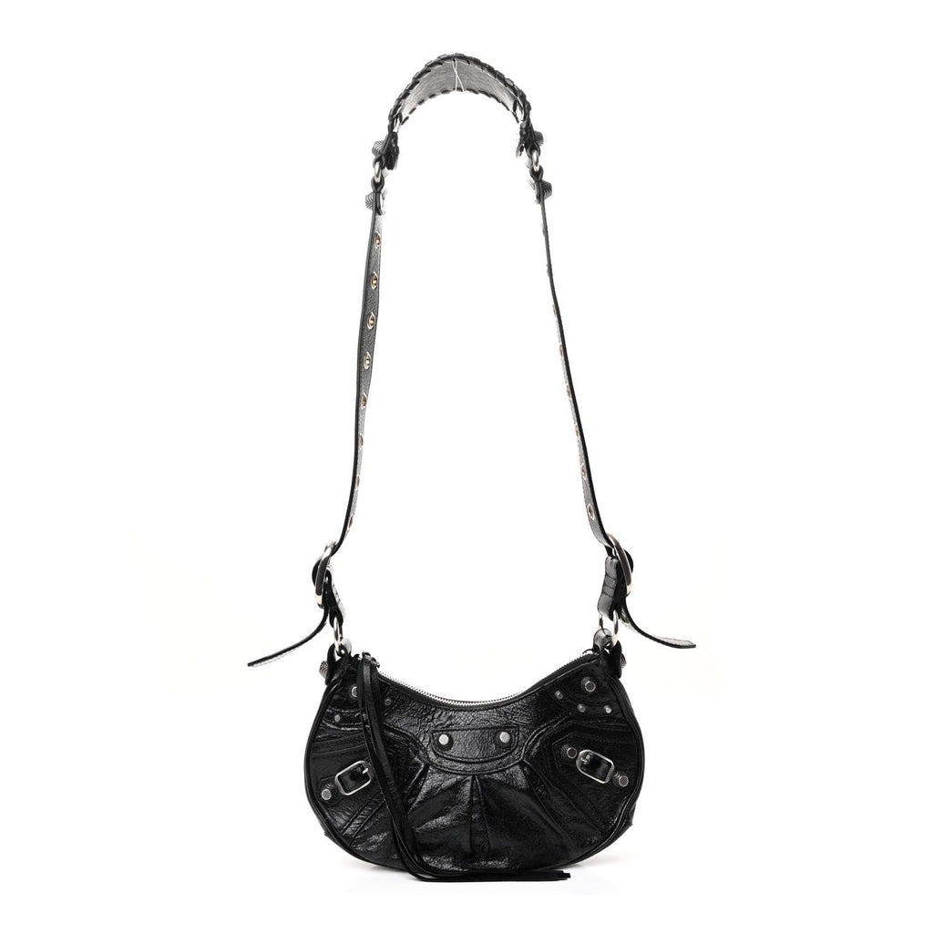 Balenciaga Agneau Arena Le Cagole Shoulder Bag XS Black