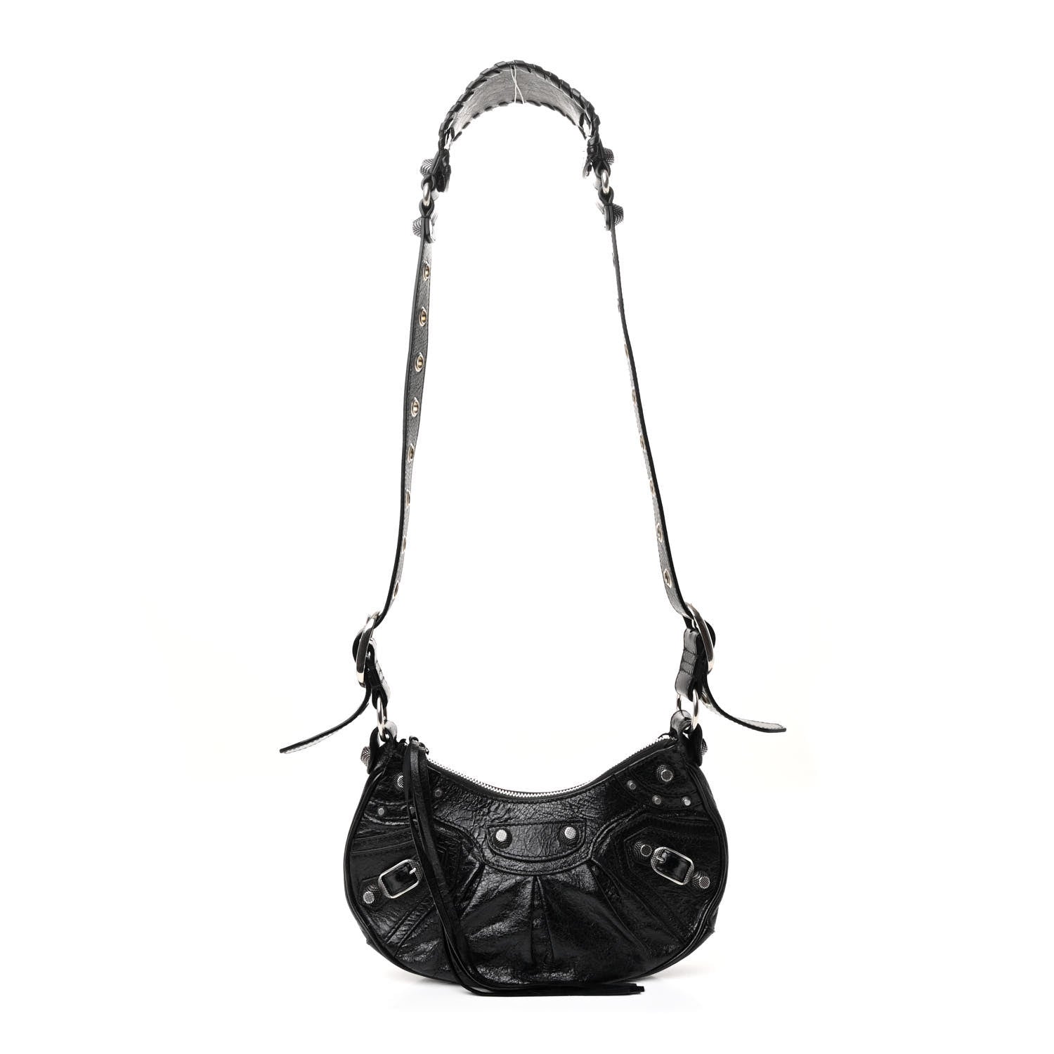 Balenciaga Agneau Arena Le Cagole Shoulder Bag XS Black