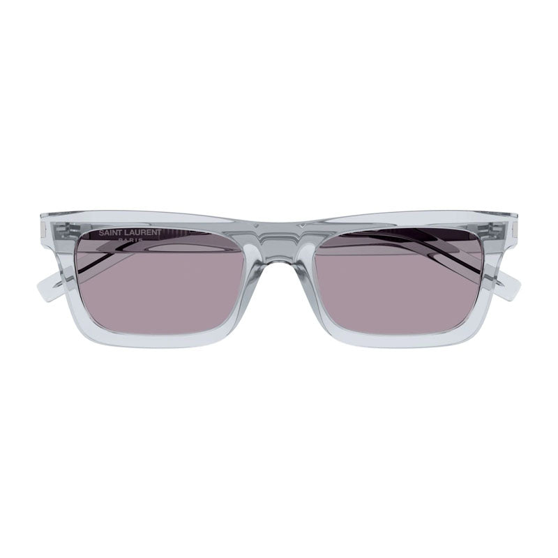 Saint Laurent Sunglasses Rectangle Full Rim, Shiny Black Frame and Solid Blue Lens SL461BETTY009