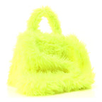 Balenciaga Faux Fur Medium Fluffy Hourglass Top Handle Bag Fluo Yellow