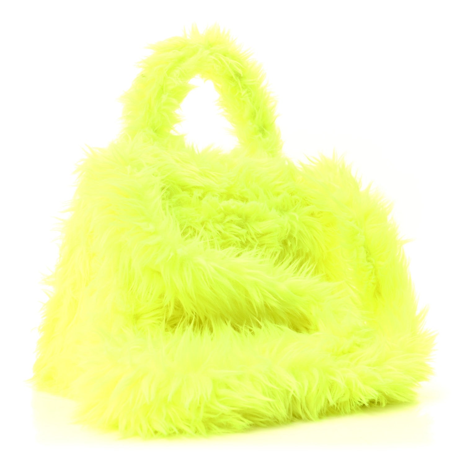 Balenciaga Faux Fur Medium Fluffy Hourglass Top Handle Bag Fluo Yellow