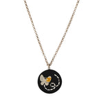 Chanel Resin Crystal Butterfly CC Pendant Necklace Gold Black