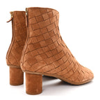 Bottega Veneta Suede Intrecciato Atomic Mid Heel Ankle 40 Caramel