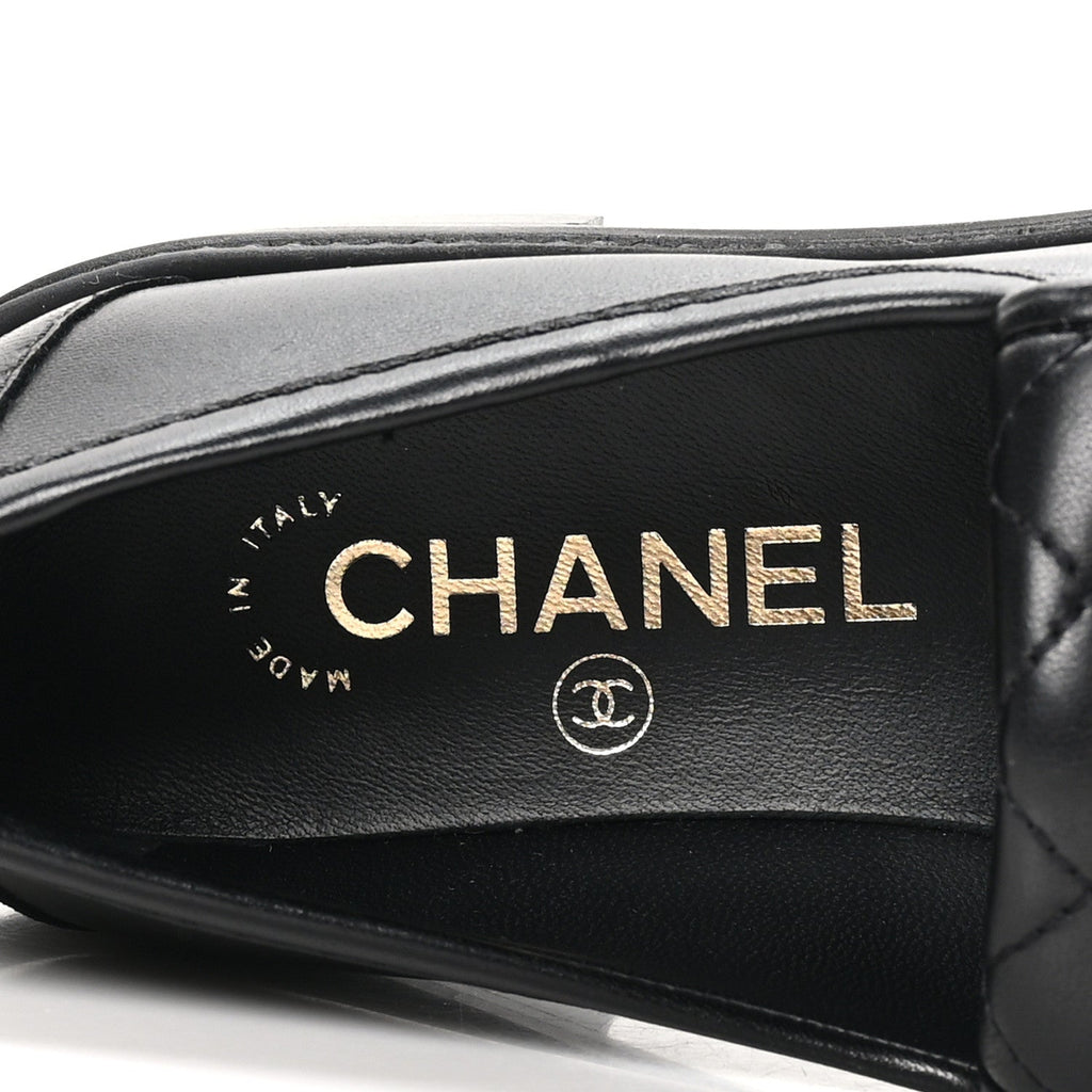 Chanel Lambskin Quilted CC Turnlock Loafers 35.5 Black