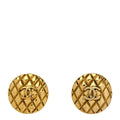 Chanel Metal Quilted Round CC Clip On Earrings Gold