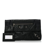 Balenciaga Agneau Giant 12 Silver Hardware Envelope Clutch Black