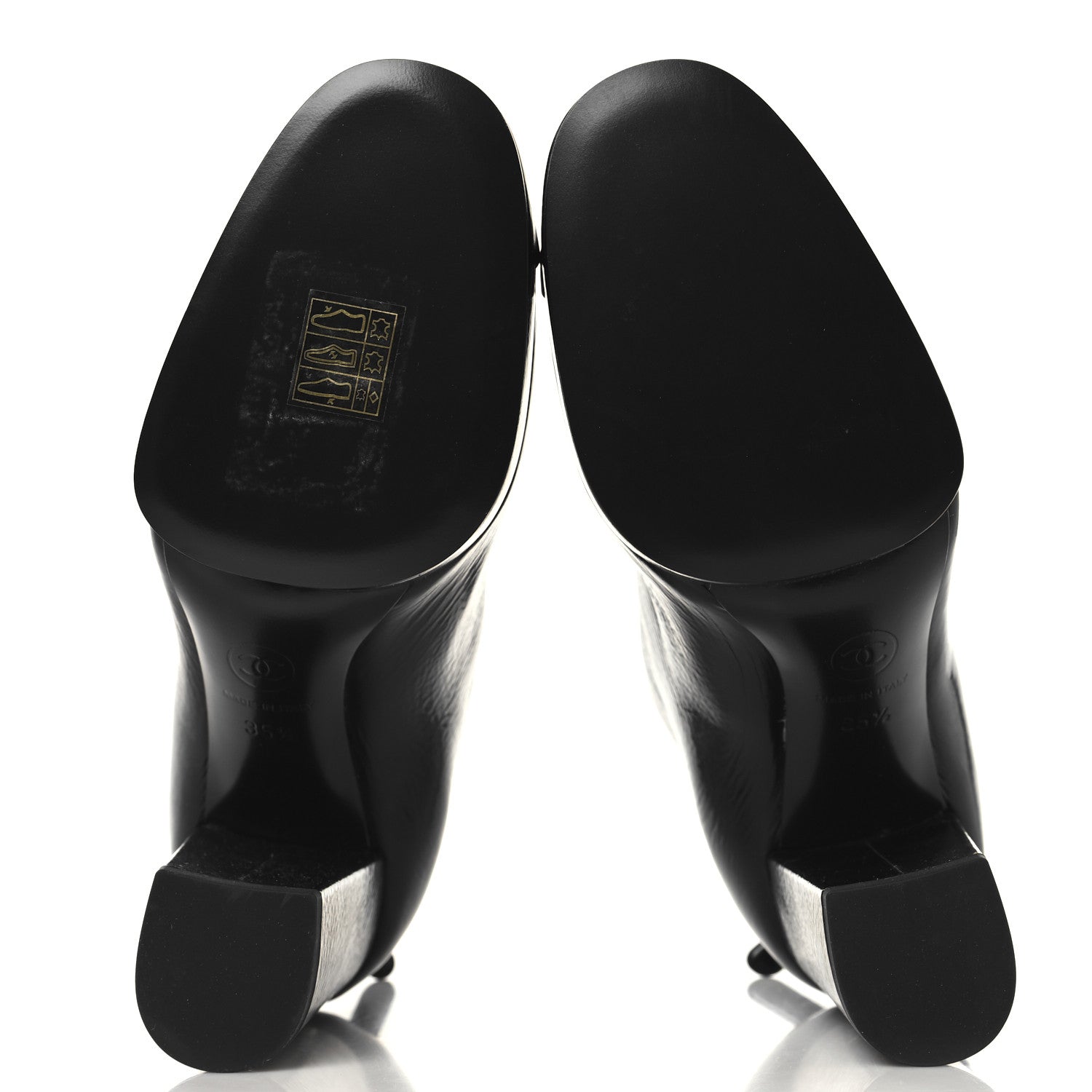 Chanel Crumpled Calfskin Cap Toe CC Ankle Boots 35.5 Black